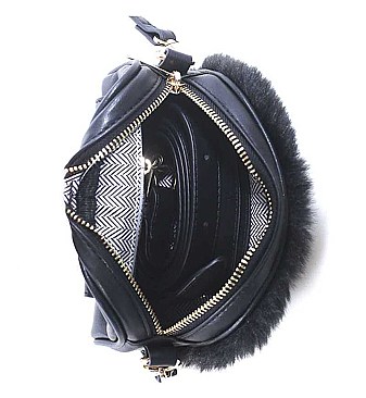 MODERN PLAIN FURRY SOFT CHIC CROSSBODY BAG