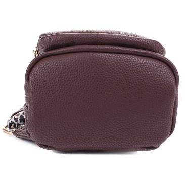 Dual Compartment Sling Bag with Leopard Strap