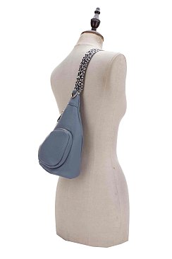Dual Compartment Sling Bag with Leopard Strap