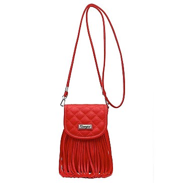 Western Fringe Quilted Crossbody Cell Phone Purse