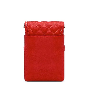 Western Fringe Quilted Crossbody Cell Phone Purse