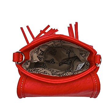 Western Fringe Quilted Crossbody Cell Phone Purse