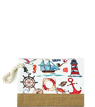 FASHIONABLE SEA LIFE PRINT STYLISH CLUTCH BAG JYMP0035