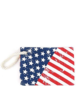 CLASSIC AMERICAN FLAG PRINT STYLISH CLUTCH BAG JYMP0051