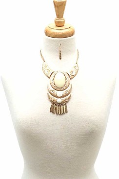 STYLISH BULL HEAD INSPIRED DESIGNER FASHION NECKLACE AND EARRING SET JYMS-4418