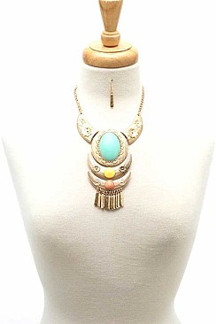 STYLISH BULL HEAD INSPIRED DESIGNER FASHION NECKLACE AND EARRING SET JYMS-4418