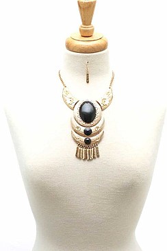 STYLISH BULL HEAD INSPIRED DESIGNER FASHION NECKLACE AND EARRING SET JYMS-4418