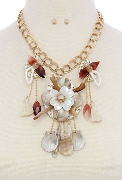 SHELL SHORT STATEMENT NECKLACE JYMS-8291