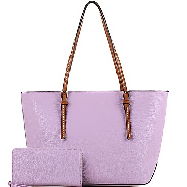 Fashionable Two-Tone Classic Shopper Tote Wallet SET MH-MS1266