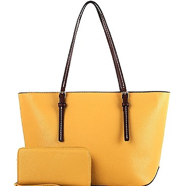Fashionable Two-Tone Classic Shopper Tote Wallet SET MH-MS1266