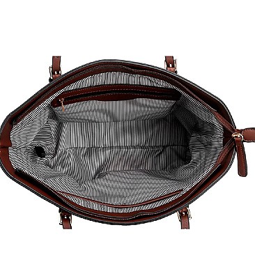 Fashionable Two-Tone Classic Shopper Tote Wallet SET MH-MS1266