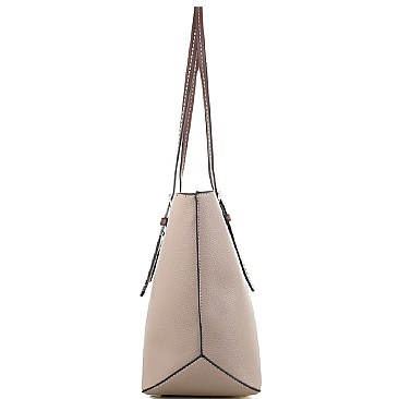 Fashionable Two-Tone Classic Shopper Tote Wallet SET MH-MS1266