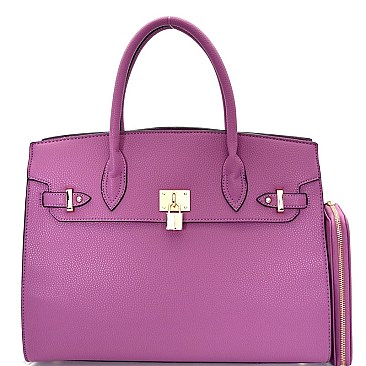 Padlock Accent Structured Large Tote Wallet SET