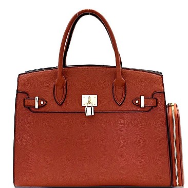 Padlock Accent Structured Large Tote Wallet SET