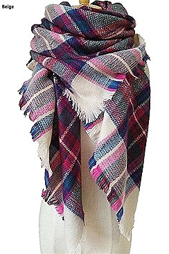 MULTI TONE PLAID X-LARGE BLANKET SCARVES FM-MSF16000