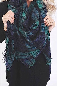 MULTI TONE PLAID X-LARGE BLANKET SCARVES FM-MSF16000