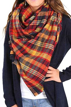 MULTI TONE PLAID X-LARGE BLANKET SCARVES FM-MSF16000