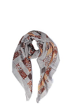 Animal Printed Pleats Scarf