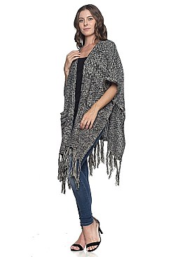 Elegant Fringe Longline Vest with Pockets FM-MSF2591