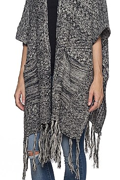 Elegant Fringe Longline Vest with Pockets FM-MSF2591