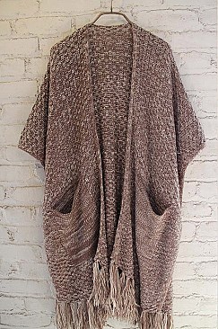 Elegant Fringe Longline Vest with Pockets FM-MSF2591