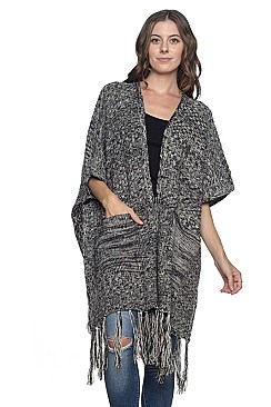 Elegant Fringe Longline Vest with Pockets FM-MSF2591