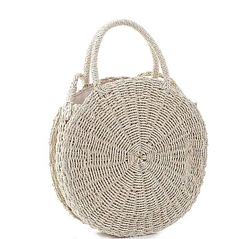 ROUNDED FASHION STRAW TOTE BAG