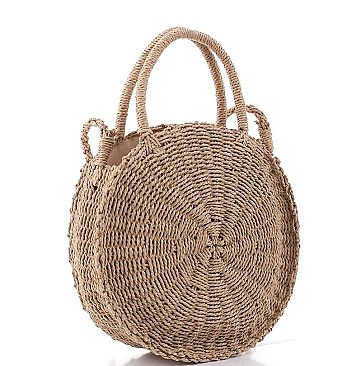 ROUNDED FASHION STRAW TOTE BAG