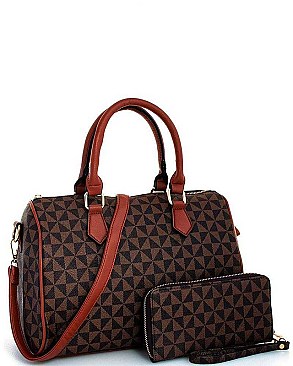 CHECK BOSTON BAG WITH WALLET SET
