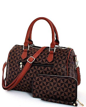 CHECK BOSTON BAG WITH WALLET SET
