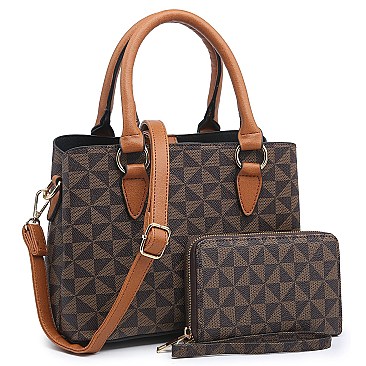 2-in-1 Fashionable Monogram Satchel Wallet Set