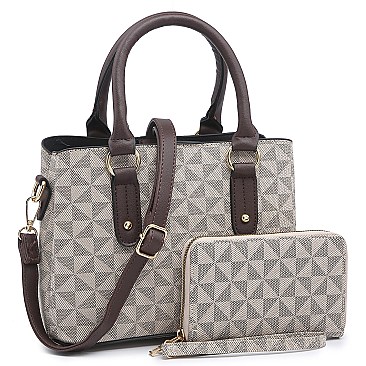 2-in-1 Fashionable Monogram Satchel Wallet Set