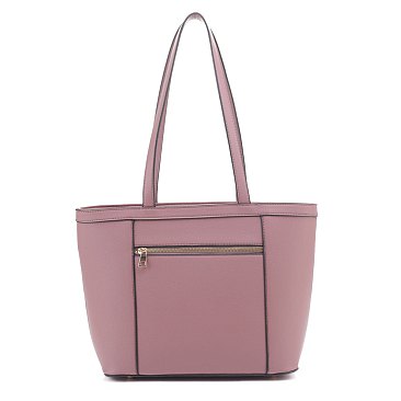 Tote with Metal Hardware Front Flap Pocket