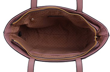 Tote with Metal Hardware Front Flap Pocket