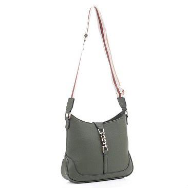 Hobo Satchel Crossbody Bag with Metal Hardware