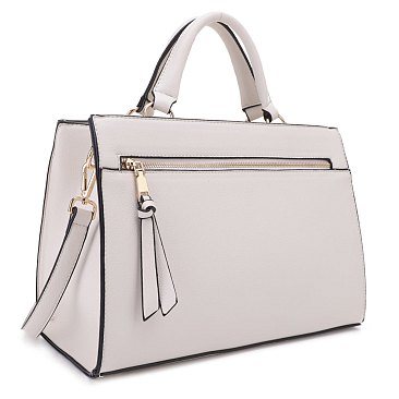 Front Zip Pocket Top Handle Satchel