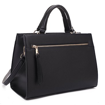 Front Zip Pocket Top Handle Satchel