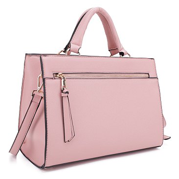 Front Zip Pocket Top Handle Satchel