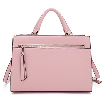 Front Zip Pocket Top Handle Satchel