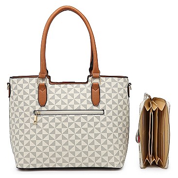 2-in-1 Monogram Queen Bee Stripe Satchel Set