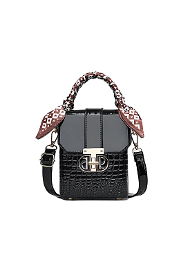 Scarf Handle Croc Satchel