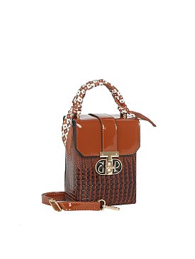 Scarf Handle Croc Satchel