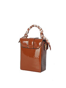 Scarf Handle Croc Satchel