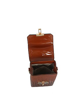 Scarf Handle Croc Satchel