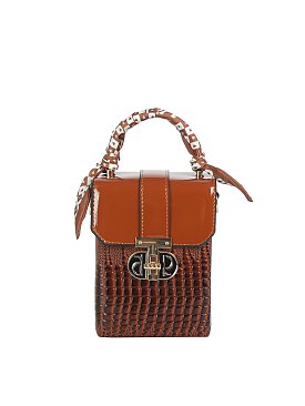 Scarf Handle Croc Satchel