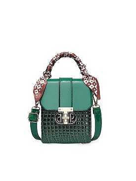 Scarf Handle Croc Satchel