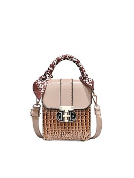 Scarf Handle Croc Satchel