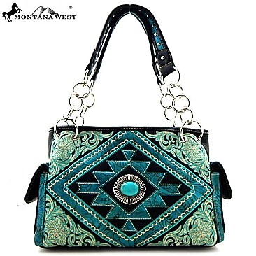 Montana West Turquoise Stoned Aztec Embriodery Tote