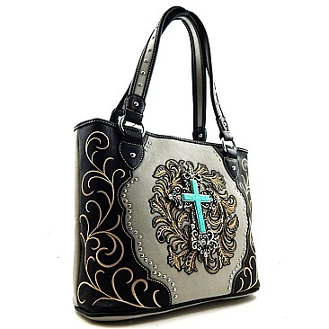 Montana Turquoise Stone Cross Tote