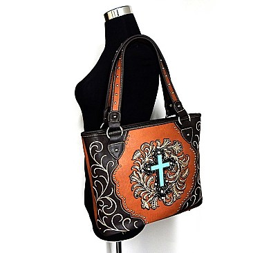 Montana Turquoise Stone Cross Tote